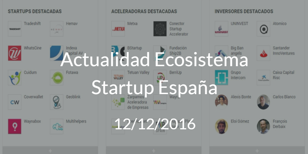 Actualidad Ecosistema Startup España 12122016 El Blog De Startupxplore 5489