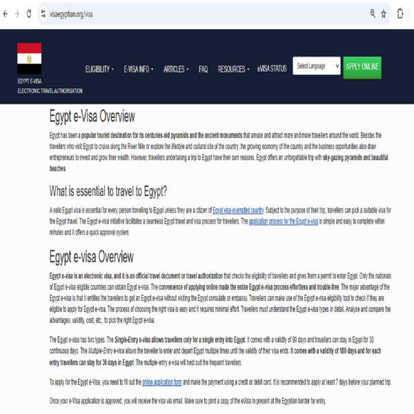 Egyption Government Visa and Immmigration Office | Egypt Electronic Visa Application Online - Regering van Egipte immigrasiekantoor Visa, elektroniese toegangspermit vir toeriste en besigheid