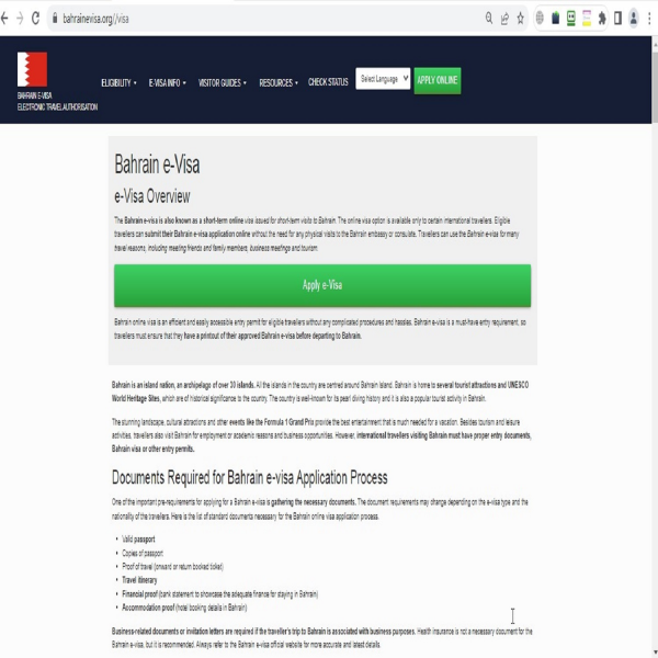 BAHRAIN EVISA  Bahrain Visa Online | Bahrain Immigration - Apply Bahrain Visa Online for both Tourism and Business
